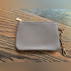 NWOT Anne Klein Taupe Wristlet with Gold Accents